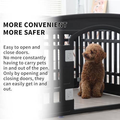 Pet Playpen Foldable Gate for Dogs Heavy Plastic Puppy Exercise Pen Small Pets Fence Puppies Folding Cage 4 Panels for Puppies and Small Dogs House Black (33.5x33.5 Inches) - color: Black, style: Black 4*panel