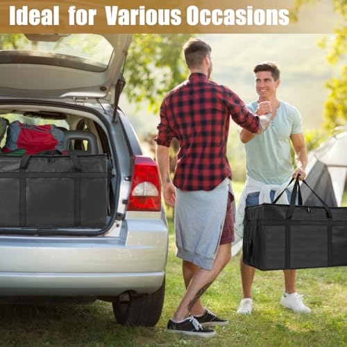 PEASUG Insulated Bags for Food Delivery, XXXL Pizza Delivery Bags, Large Capacity Cooler Bag Keep Food Warm for Grocery Shopping and Catering, Foldable, Heavy-Duty (Black) - color: Black, size: XXX-Large