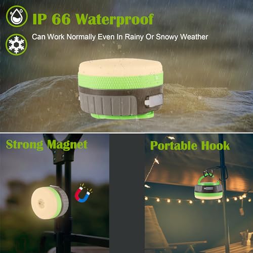 LIT-PaTH LED Camping Lantern, Rechargeable Light with Magnet Base, 2200 mAh, Survival Kit for Emergency, Hurricane, Outage, Medium Green, 1 Pack - size: 1-Pack, style: Medium Green