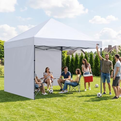 ABCCANOPY Easy Pop up Canopy Tent with 2 Sidewalls for Outdoor Sun Blocking or Rain Protection,10x10, White - color: White, size: 10x10