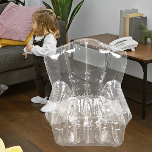 Transparent Inflatable Sofa Chair - PVC Blow Up Couch Portable Clear Lounger - Camping Lazy Air Couch for Balcony Pool Picnic