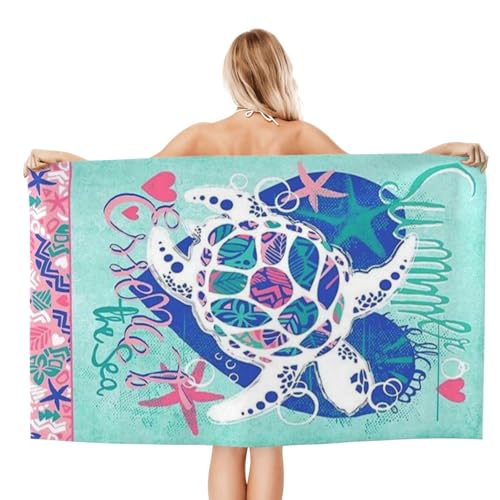 Cute Sea Turtle Beach Towel for Men/Adults, Personalized Microfiber Beach Towels Bulk, Quick Dry Beach Towel for Pool, Lightweight Bath Towels Oversized Clearance 30"x 60" - color: Turtle2, size: 30"x 60"
