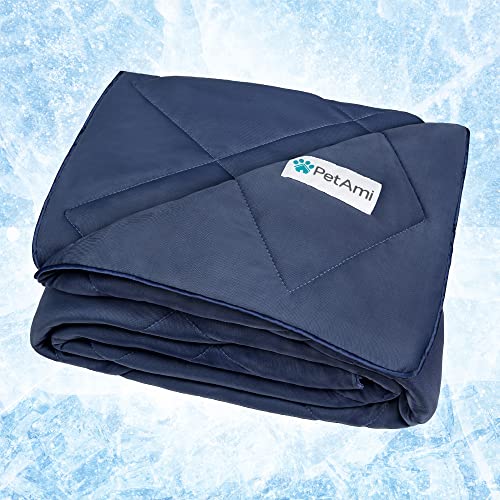 PetAmi Premium Cooling Dog Blanket | Lightweight Fluffy Pet Throw Blanket Bed Cover for Dogs, Cat, Puppies | Pet Blanket Furniture Protector Couch Sofa | Reversible Fuzzy Cozy | 29x40, Navy Blue - color: Navy Blue, size: Medium (29x40)