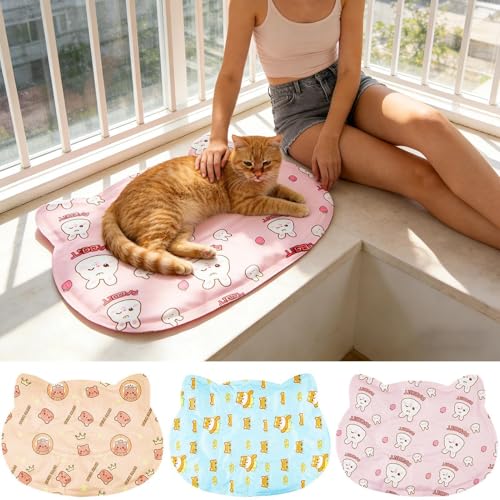 Cat Cooling Mat, Adorable Animal Patterns, 45x34x2cm, Cool Pet Pad, Self-Cooling Pressure Activated Mat, Adorable Heat Relief, for Living Room Bedroom Windowsill Road Trip Vacation - color: puppy++bear