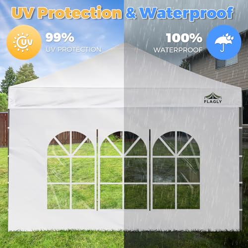 10x10 Pop Up Canopy Sidewall - 1 PC 300D Waterproof Attachable Tent Wall, Privacy Shade for Outdoor Events, Vendor Booths (Tent Not Include, with PVC Church Window) - style: with PVC Church Window