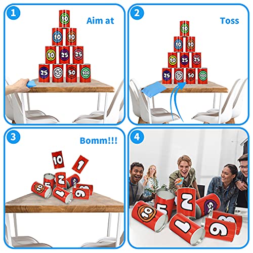 JOYIN 13 Pcs Carnival Party Can Toss Game, Sturdy Knockdown Can, Bean Bag Toss Game for Birthday Party, Family Activities, Indoor and Outdoor Play, Carnival Prizes Classroom Gifts (Number Style) - style: Number