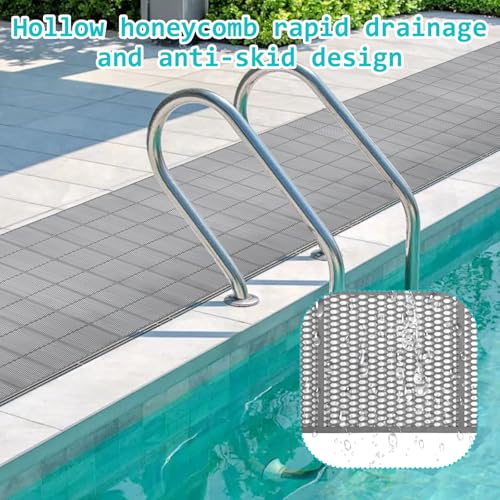 3 x 20FT Drainage Pool Flooring Mats PVC Splash Matting Mesh Hollow Doormat Roll Non Slip Swimming Pool Mat for Outdoor Indoor Heavy Duty Commercial Anti Slip Floor Mats Garage Restaurant Sauna SPA - size: 3x20FT