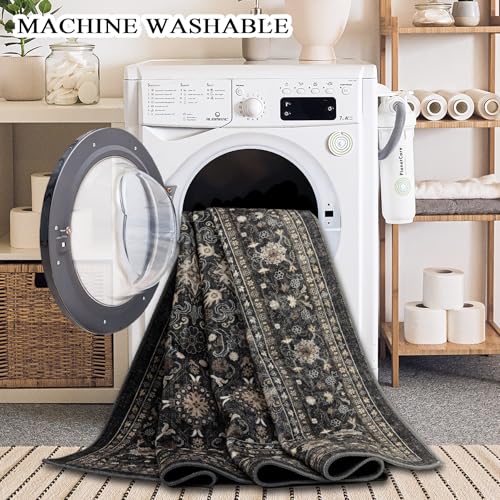 Ruaruarug Area Rug Non Slip Machine Washable Ultra Soft Living Room/Bedroom/Kitchen/Outdoor/Classroom, Black Grey, 9'×12' - color: Dark Grey, size: 9' x 12' (Rectangular)