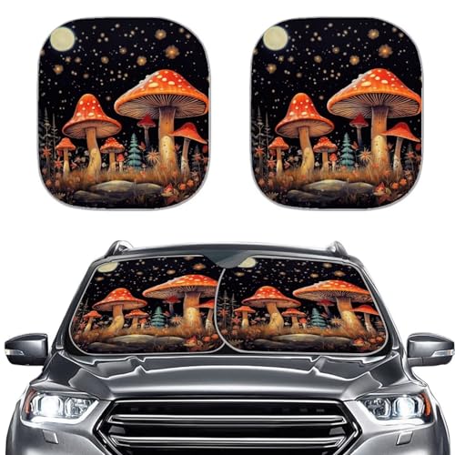 Classic Mushroom Sunshades for Car Windshield Sun Shades UV Rays Sun Shade Outdoor Protective Sun Blocker Easy Install Sun Visor 2 Pack Automotive Interior Accessories - color: Classic Mushroom