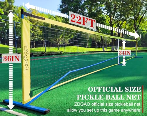 Portable Pickleball Net Set, 22FT Regularion Size Pickle Ball Net with Paddles Set, Outdoor Pickleballs and Carry Bag, Easy Setup for Indoor, Outdoor, Driveway - color: Blue, style: Pickleball Net and Court Marker