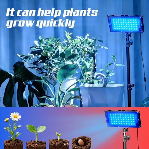 Grow Light for Indoor Plants,LED Plant Grow Light with Adjustable Tripod Stand 32.7”-61.6”,Red Blue Spectrum,USB Powered with 3/9/12H Timer,360° Adjustable Panel for Seedlings,Herbs,Home Garden - color: Grow Light