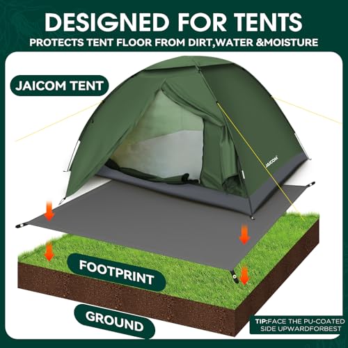 JAICOM Tent Footprint - Waterproof Camping Tarp, 1-6 Person Tent Floor Saver, PU 3000mm Small Tarp for Hiking, Backpacking, Hammock, Beach, Picnic and Other Outdoor Activities - color: 86" x 47" - 1 Person