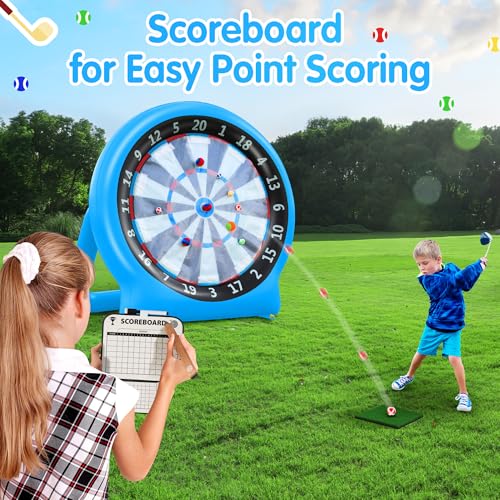 6FT Inflatable Dartboard, Giant Kick Darts Soccer Darts Golf & Throw Darts with Air Pump, Giant Outdoor Games, Blow up Soccer Darts for Yard Party Large Dartboard for Kids & Adults 20+Games - color: Blue