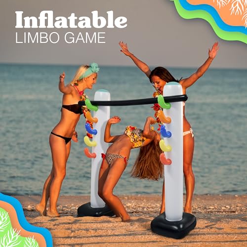 4E's Novelty Inflatable Limbo Game for Kids Adults 62" Luau Party Game, Indoor Outdoor Inflatable Lawn Yard Games, Summer Hawaiian Birthday Activity Carnival Game