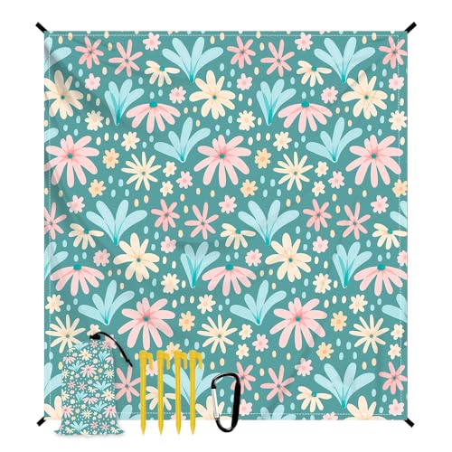 Beach Blanket Waterproof Sandproof Oversized, Extra Large Beach Mat 79" X 87"/110"x118" for 1-8 Adults Sand Free, Quick Drying Durable Outdoor Picnic Mat for Beach Travel Camping Hiking - color: Flower, size: 9x10 FT (1～8 Person)