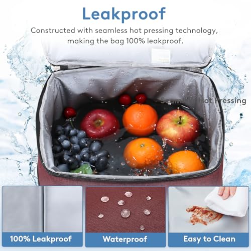 Lifewit Cooler Bag 30/50/60 Cans Collapsible and Insulated Large Lunch Bag Leakproof Soft Cooler Portable Tote for Camping/BBQ/Family Outdoor Activities - color: Burgendy, size: 30-Can(20L)