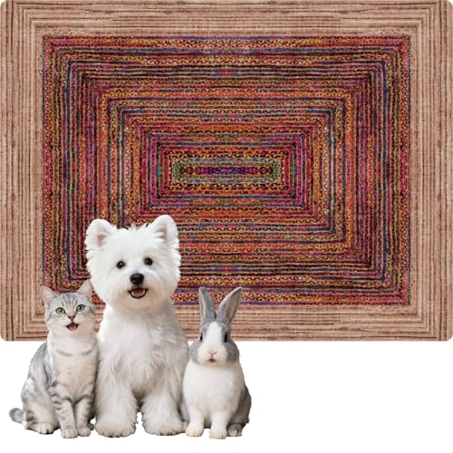 Washable Dog Pee Pads, Vintage Carpet Style, Non-Slip, Leak-Proof, Ultra-Absorbent, Reusable Puppy Training Pads & Mat for Pet Crates, Floors, Whelping & Housebreaking, 2 Pack 18"x24" - color: Sisal Bohemian Print, size: 18" ×24"(pack of 2)