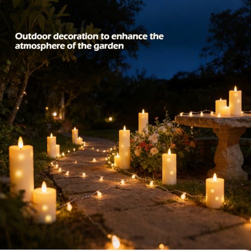 kakoya Outdoor Waterproof Flickering Flameless Candles with Timer,5Pcs Battery Operated LED Pillar Candles with Embedded Star String for Outdoor Lanterns,Porch,Patio Decor(Ivory) - color: Ivory, size: 5PCS-D2.2“xH5"5"6"7"8"