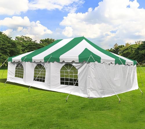 Party Tents Direct 20'x 30' Weekender Canopy Pole Tent with Sidewalls - Easy Up Canopy Tent with 120 Person Capacity - Outdoor Canopies for Parties, Weddings, and Events (Green/White) - color: Green, size: 20' x 30'