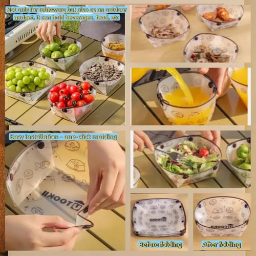 Ultra Light Portable Collapsible Outdoor Cutlery 3 Piece Set, Foldable Plate,Bowl,Cup,Easy To Clean, Reusable,Space Saving,Heat Resistant, Food Grade Material, For Office, Picnic,Camping, Travel
