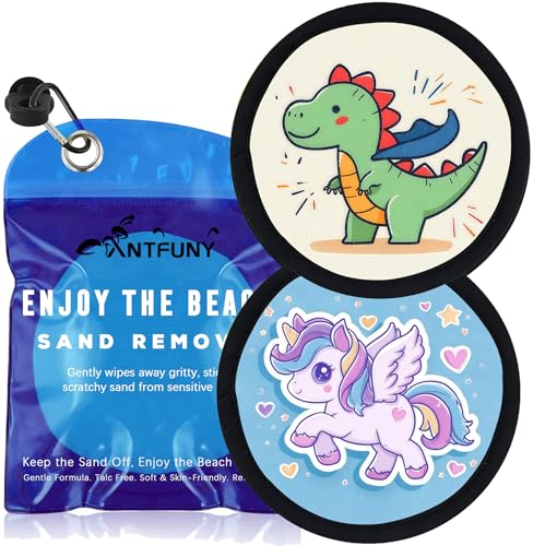 Antfuny Sand Remover Dinosaur Eraser Removal Bag Mitt Wipe Off Beach Vacation Essentials Travel Necessities Supplies Lake Day Activities Find Hawaii Trip Must Have Family Toy Game Towel Sifter Cloud - color: 2pcs Flying Horse Dinosaur