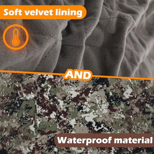 VitalCozy 55" x 95" Waterproof Woobie Camo Blanket for Hunting Extra Outdoor Stadium Blankets Sherpa Lining with Hood and Storage Pocket for Deer Duck Hunting Gear Blind Accessories(Camo) - style: Camo