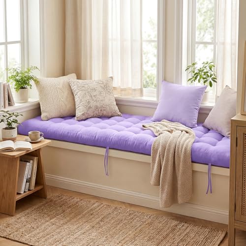 Vercraft Long Floor Cushion Large Floor Cushion with Brushed Cotton 74.8 x 27.5 x 3.15 in Jumbo Lounger Pillow for Outdoor Indoor Bay Window Meditation Yoga Reading Sleeping(1 Pc,Purple) - color: Purple