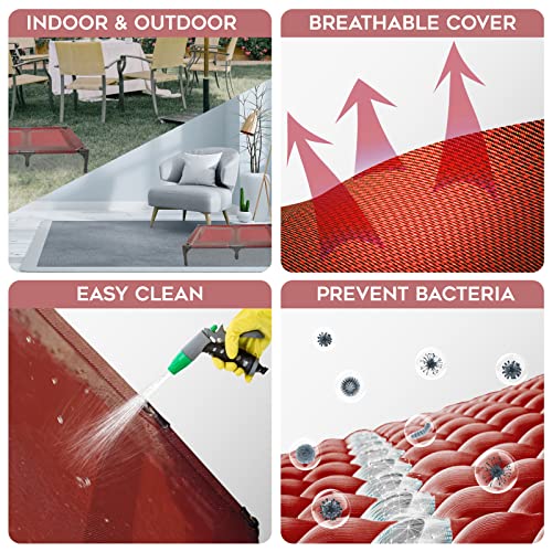 suddus Elevated Dog Bed Replacement Cover, Raised Dog Bed Chew Proof Easy to Clean, Breathable Elevated Pet Bed is Suitable for Indoor and Outdoor Use. Dog Cot are Not Included (XL/Red) - color: Burgundy, size: XL
