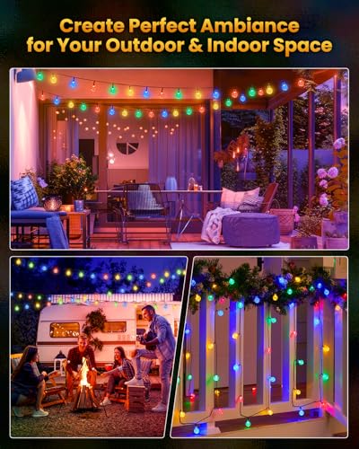 Brightown Solar String Lights Outdoor 60 Led 35.6 Feet Crystal Globe Lights with 8 Lighting Modes, Waterproof Solar Powered Patio Lights for Garden Yard Porch Wedding Party Decor (Multicolor) - color: Multicolor, size: 1 Pc