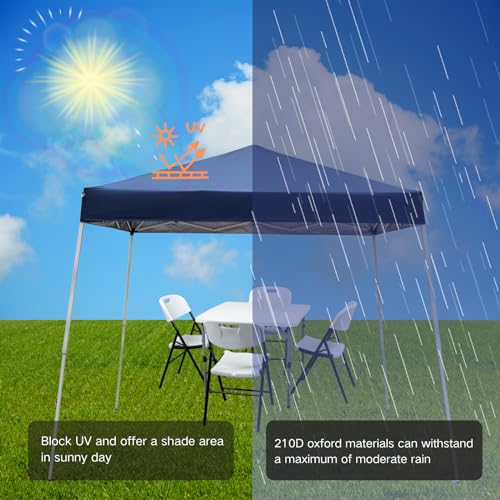 Outvita Canopy 7.8x7.8' Pop Up Commercial Instant Gazebo Tent, Waterproof & UV Protection Canopy Tent with Slant Legs for Party Wedding Birthday BBQ Events - style: 7.8x7.8-blue