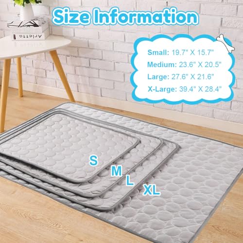 Coppthinktu Cooling Mat for Dogs Summer Dog Pad for Small Medium Large Dogs Cats, Pet Ice Silk Blankets Sleeping Mat, Outdoor Dog Self Cooling Crate Sleep Mats Washable Portable - color: Grey, size: S 19.7" x 15.7"