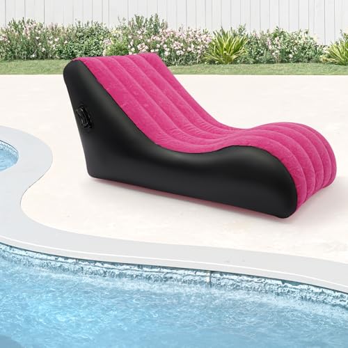 Chaise Lounger Inflatable Sofa Air Chair with Automatic Air Pump Portable Leisure S-Shaped Lounger for Indoor Living Room Bedroom, Outdoor Folding Blow Up Bed Backyard Garden Beach