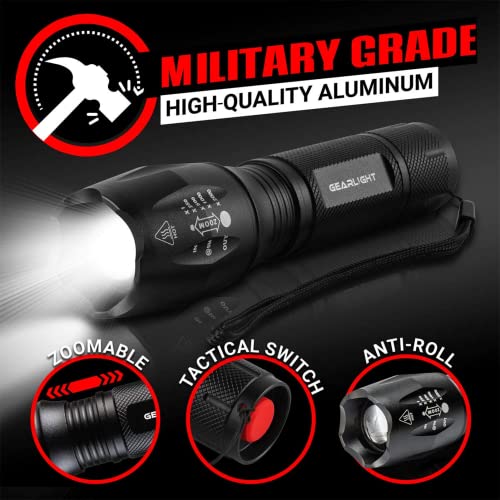 LED Flashlight High Lumens, Mini Tactical LED Flashlight 2 Pack, 5 Modes Zoomable Beam, Battery Powered (Batteries Not Included) for Camping, Hunting, Home & Emergency, Compact Small LED Flashlight - color: 2 Pack, (Batteries Not Included)