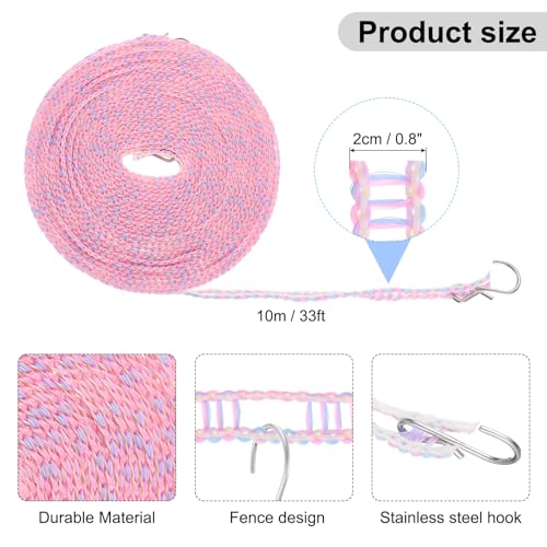 uxcell Windproof Clothesline, 10M 33ft Plastic Non-Slip Clothes Drying Rope Portable Travel Clothesline for Courtyard Outdoor Laundry Camping, Purple - color: Purple, size: 32.8ft