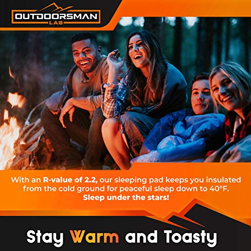 Sleeping Pad for Camping - Patented Camp Mat, Ultralight - Best Compact Inflatable Air Mattress for Adults & Kids - Lightweight Hiking, Backpacking, Outdoor & Travel Gear - color: Orange