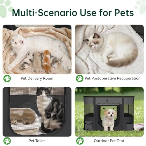 Dog Playpen,Cat Pet Puppy Pen,Portable Playpens for Dogs Indoor Outdoor Travel Camping Use,Foldable Dog Kennel Tent Crate for Rabbit Small Animals with Carrying Case (Dark Grey, Small) - color: Dark Grey, size: Small