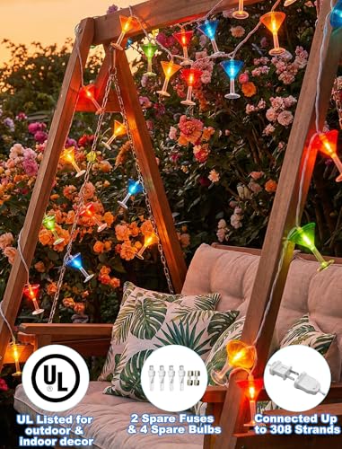 Cocktail Glass String Lights, 8.5Ft Tropical Beach Themed Wine Glass String Lights with 10 LED Cup Lights, Plug in Summer Patio Fairy Lights for Camp Tent Holiday Party Garden Bedroom - color: Wine Glass Lights, size: 8.5FT