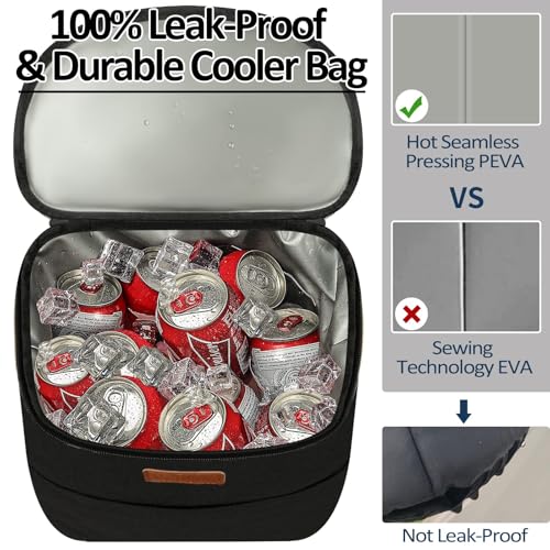 Camping Cooler Backpack 30 45 Cans, Soft Backpack Coolers Insulated Leak Proof Travel Cooler Bag Waterproof Lunch Picnic Beach Work Trip Thermal Bag Drink Beverage Beer Bag Cooler - color: Black, size: 45 Cans