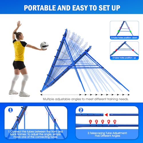 Volleyball Baseball Rebounder Net, Softball Rebounder Pitchback Net Quick Adjustments, Quick Adjustments Lacrosse Bounce Back Practice Equipment, Ideal for Outdoor Indoor and Backyard Training - size: 6FTx4FT, style: Multi-Sport Rebounder Net