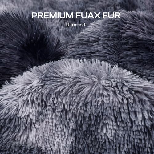 Luciphia Large Waterproof Dog Blanket for Pet Washable Liquid Proof Bed Intimacy Protection Shaggy Plush Calming Long Faux Fur Couch Cover Calming Cat Throw Blankets, Tie-dye Grey, 50" x 60" - color: Tie-dye Grey, size: 50"x60"