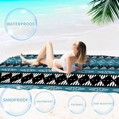 Beach Blanket Waterproof Sandproof Oversized Lightweight 78''×81'' 1-5 Adults Blanket Beach Large Picnic Mat for Travel Camping Hiking Picnic - color: Boho, size: 78''x81''