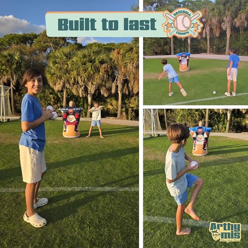 Pitching Target for Kids – Double-Sided Baseball Training Equipment for Indoor & Backyard Baseball Practice, Inflatable Strike Zone with Balls & Pump, Ages 3+