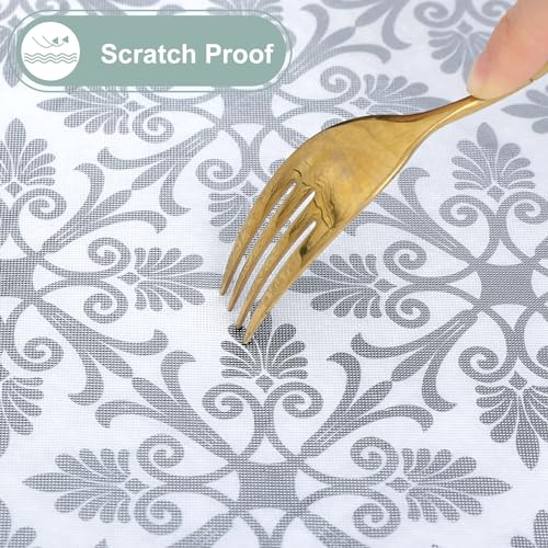 misaya Rectangle Vinyl Table Cloth, Elastic Fitted Flannel Backed Tablecloth, Waterproof Plastic Table Cover Fits 4 Foot Folding Tables for Picnic, Camping, Outdoor (Silver Grey, 24" x 48") - color: Silver Grey, size: 48" x 24" (Rectangular)