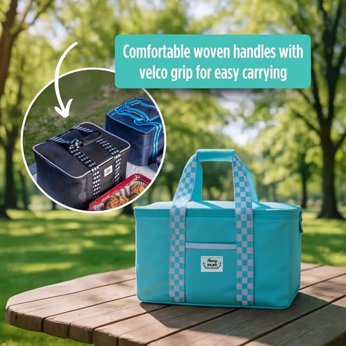 Fancy Panz - Aqua Insulated Casserole Carrier Bag - Insulated Thermal Bags for Hot & Cold Food Holds 2 Standard Size Fancy Panz - 2 Pockets - Food Container - Hosting Essentials - color: Aqua