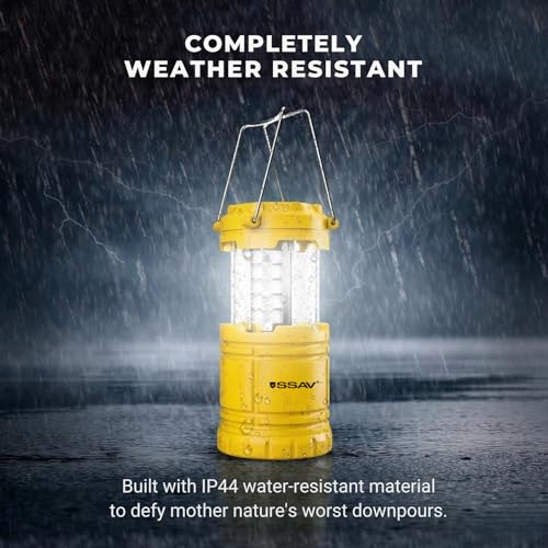 2 Pack LED Camping Lantern, LED Lanterns, Suitable Survival Kits for Hurricane, Emergency Light for Storm, Outages, Outdoor Portable Lanterns, Collapsible (Batteries Included) - color: Yellow