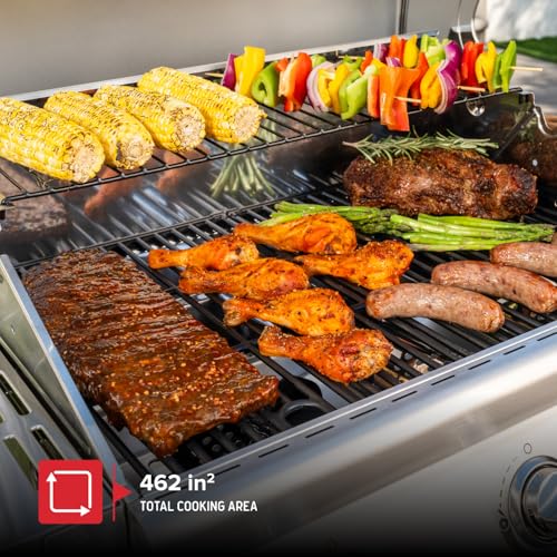 Nexgrill Stainless Steel 3-Burner Propane Gas Grill w/Foldable Side Shelves, 40,500BTUS, 591.05 sq. in. Cooking Area, Perfect for Outdoor Cooking & Grilling, BBQs, Backyard, Tailgating, 720-0830MN - style: 3-Burner