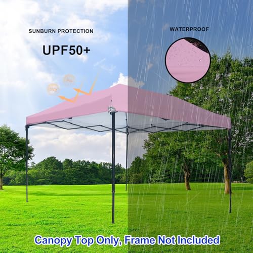 Joramoy 10×10 Canopy Replacement Top Only, Waterproof Pop Up Canopy Tent Top Cover with Ropes, Instant Canopy Top Sunshade Sliver Coated for Outdoor Garden Patio Camping (PinkPurple) - color: Silver-coated PinkPurple, size: 118"×118" Top Only(301×301cm）