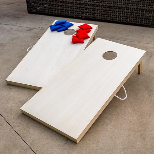Triumph Sports 2x4 and 2x3 Solid Wood Premium Cornhole Sets - Poplar Veneer Plywood - Solid Wood Rear Legs - Interior Bag Storage - 8 Bags Included - color: 2x4 solid wood
