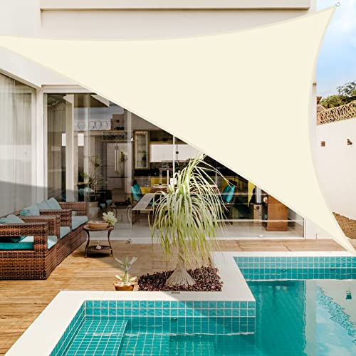NeWEEN Triangle Shade Sail Sun Shade - 9' x 9' x 9' Waterproof UV Block Beige - color: Beige, size: 9'10'' X 9'10'' X 9'10''