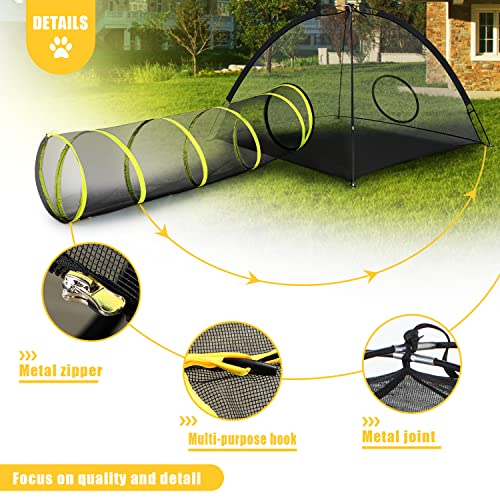 Outdoor Cat Enclosures Indoor, Portable Mesh Tent, Tunnel, Playhouse With Adjustable Harness and Leash for Walking, Colorful Tease Ball for Animals